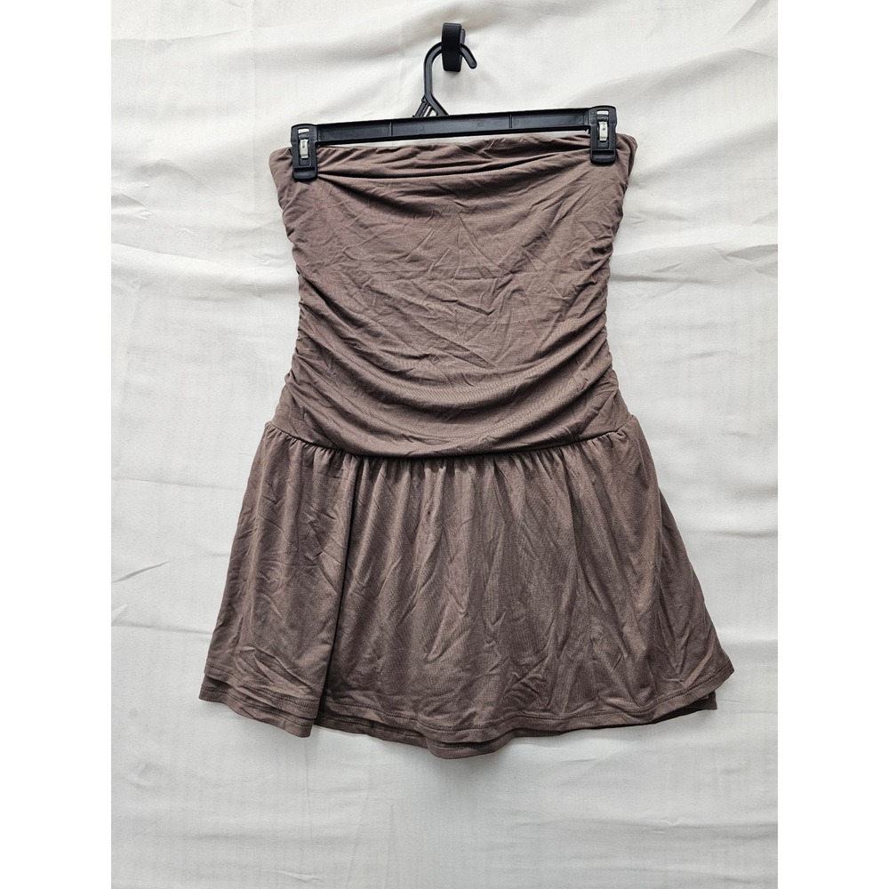Wild Fable Womens Strapless Ruched Dress Brown Rayon Blend Casual Size Medium